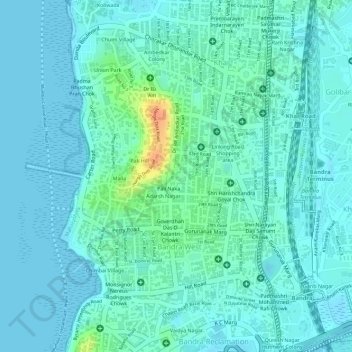 Топографическая карта Pali Village, высота, рельеф