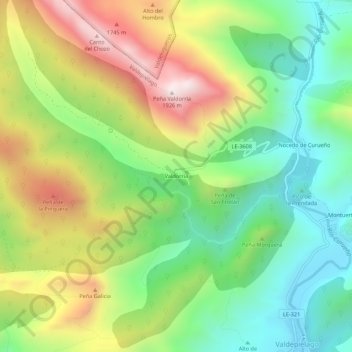 Топографическая карта Valdorria, высота, рельеф