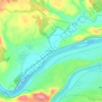 Топографическая карта Whitethorne, высота, рельеф