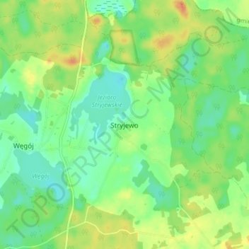 Топографическая карта Stryjewo, высота, рельеф