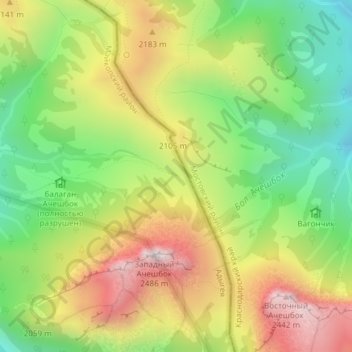 Топографическая карта 28 км, высота, рельеф