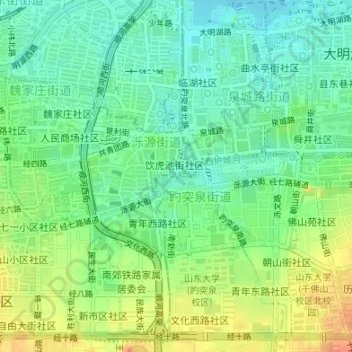 Топографическая карта 趵突泉（南）, высота, рельеф