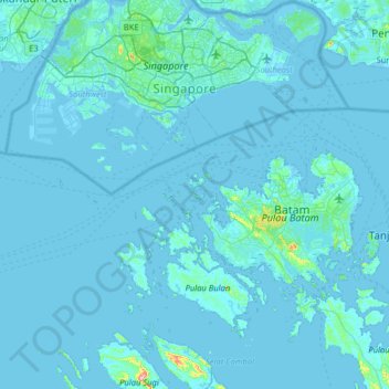 Топографическая карта PULAU MANIS, высота, рельеф