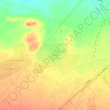 Топографическая карта Бектобе, высота, рельеф