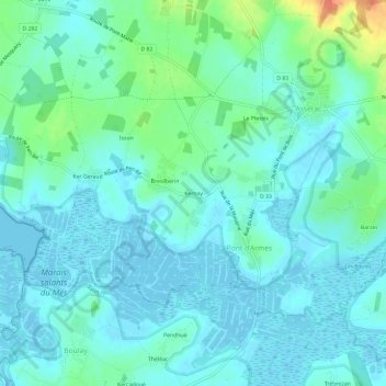 Топографическая карта Kernay, высота, рельеф