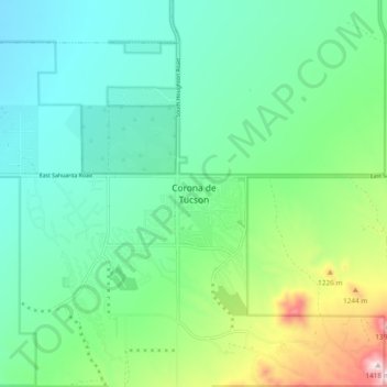 Топографическая карта Corona de Tucson, высота, рельеф