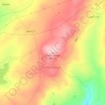 Топографическая карта Fonte Longa, высота, рельеф