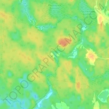 Топографическая карта Уща-Река, высота, рельеф