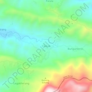 Топографическая карта Cilebak, высота, рельеф