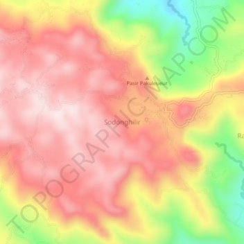 Топографическая карта Sodonghilir, высота, рельеф