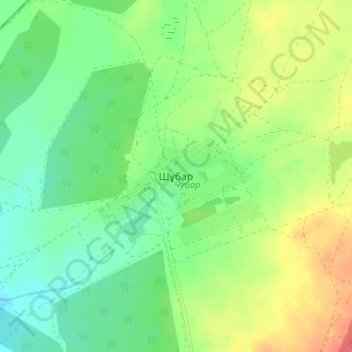 Топографическая карта Шубар, высота, рельеф