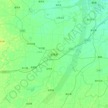 Топографическая карта 武强县, высота, рельеф