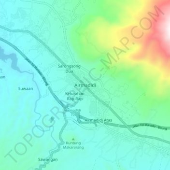 Топографическая карта Airmadidi, высота, рельеф