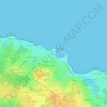 Топографическая карта Port-Joinville, высота, рельеф