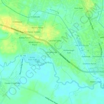 Топографическая карта Ashborough, высота, рельеф