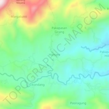 Топографическая карта Hantara, высота, рельеф