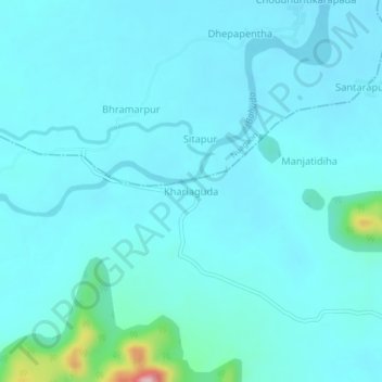 Топографическая карта Khariaguda, высота, рельеф