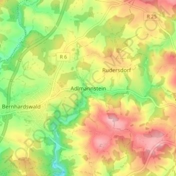Топографическая карта Adlmannstein, высота, рельеф
