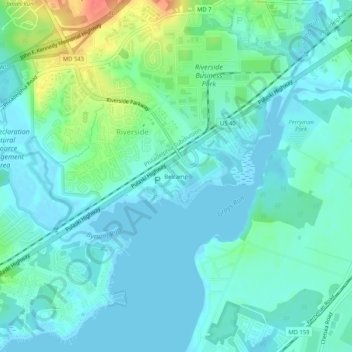 Топографическая карта Belcamp, высота, рельеф