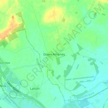 Топографическая карта Down Ampney, высота, рельеф