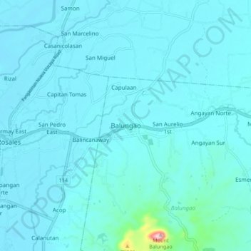 Топографическая карта Balungao, высота, рельеф