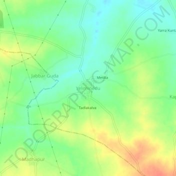 Топографическая карта Yeliminedu, высота, рельеф
