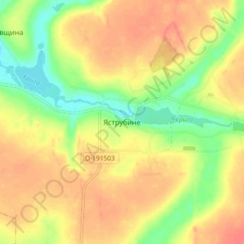 Топографическая карта Ястребиное, высота, рельеф