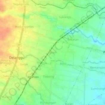 Топографическая карта Boto, высота, рельеф