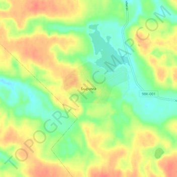 Топографическая карта Бырама, высота, рельеф