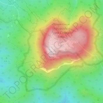 Топографическая карта Собер-Баш, высота, рельеф