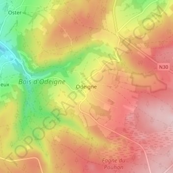 Топографическая карта Odeigne, высота, рельеф