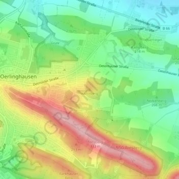 Топографическая карта Körteberg, высота, рельеф
