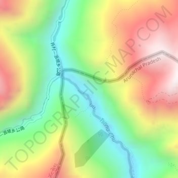 Топографическая карта Chumi Gyatse (N), высота, рельеф
