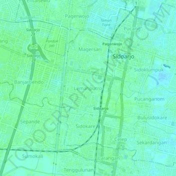 Топографическая карта Lemahputro, высота, рельеф