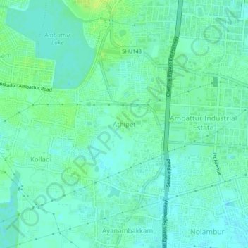 Топографическая карта Athipet, высота, рельеф