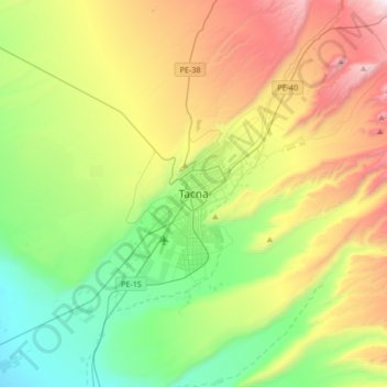 Топографическая карта Tacna, высота, рельеф