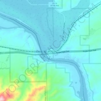 Топографическая карта Topock, высота, рельеф