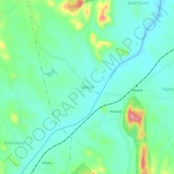 Топографическая карта Metali, высота, рельеф