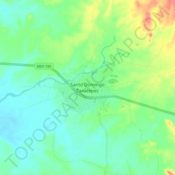 Топографическая карта Santo Domingo Zanatepec, высота, рельеф