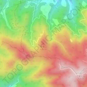 Топографическая карта 飯盛山, высота, рельеф