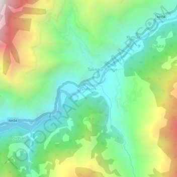 Топографическая карта Didsari, высота, рельеф