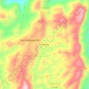 Топографическая карта Pallepitiya, высота, рельеф