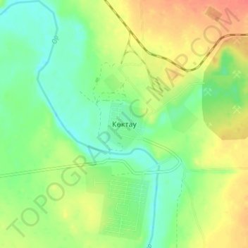 Топографическая карта Коктау, высота, рельеф