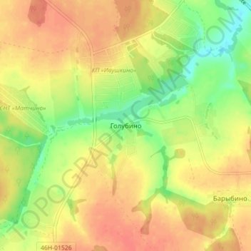 Топографическая карта Голубино, высота, рельеф