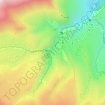 Топографическая карта Нарзан желудочный, высота, рельеф