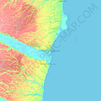 Топографическая карта Porto Seguro, высота, рельеф