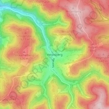 Топографическая карта Heinsberg, высота, рельеф