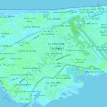 Топографическая карта COL. PETROLERA, высота, рельеф