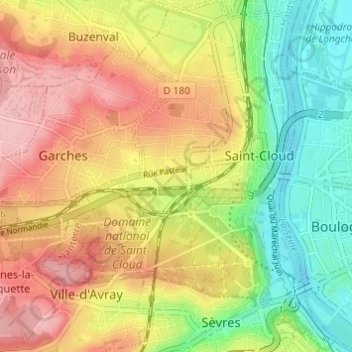 Топографическая карта Résidence Boucles de Seine, высота, рельеф