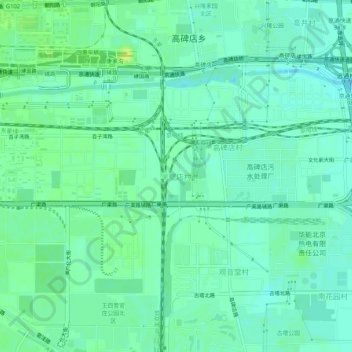 Топографическая карта 半壁店村, высота, рельеф
